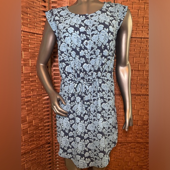 Cabi Small Blue Floral Dress Drawstring Waist Pockets Spring Summer Vacation - Picture 12 of 12